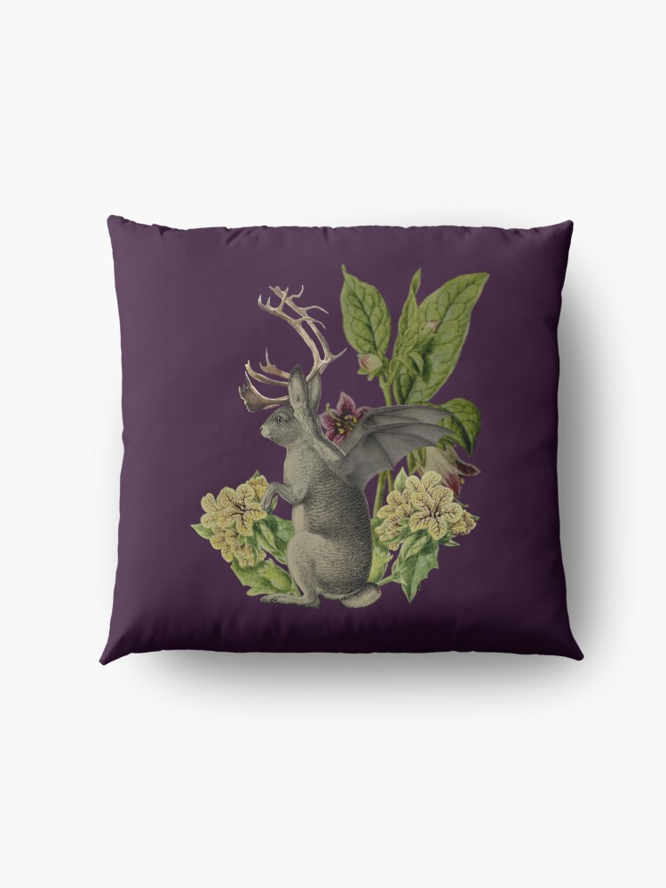 Alternate view of Jackalope Vespertilio (purple) Floor Pillow