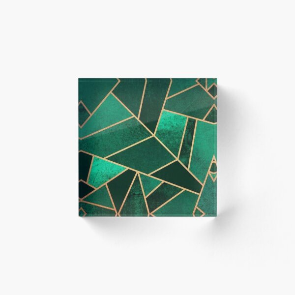 Item preview, Impresión Art Déco abstracta en 3 tonos verde esmeralda y dorado designed and sold by Harman83.