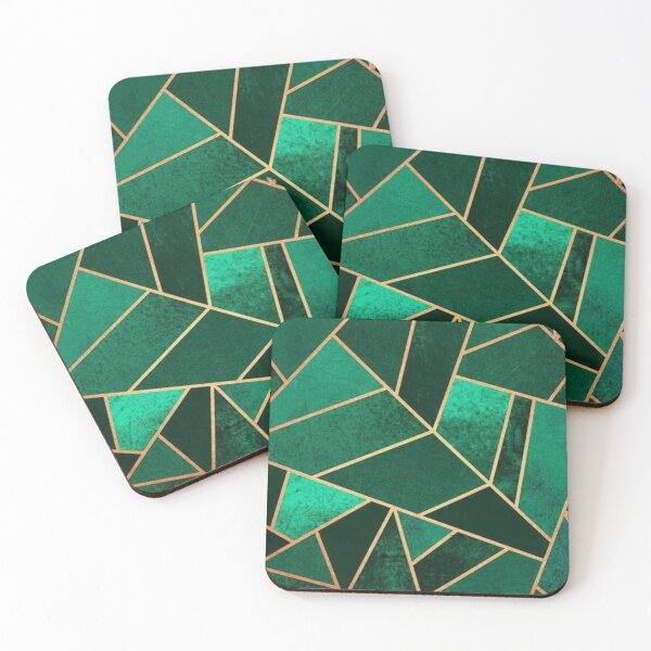 Item preview, Abstract, Art Deco Print In 3 Toned Emerald Green & Gold designed and sold by Harman83.