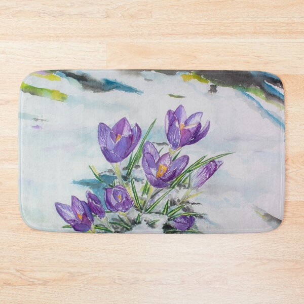 Item preview, Crocuses in Snow Watercolour Painting designed and sold by Monika's Painting.