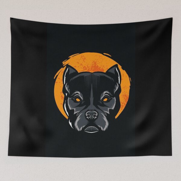 Item preview, Pitbull drawing with a moon in the background designed and sold by SpotLYght.