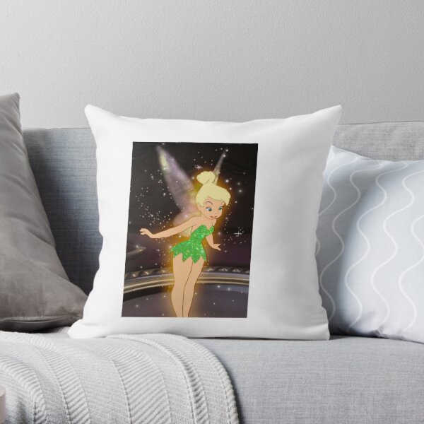 Disney Tinkerbell Pillow/ Disney Tinkerbell Fairy Room Décor/ Tinkerbell  Floral Throw Pillow Gift/ Bedroom Decoration Fairy Throw Pillow