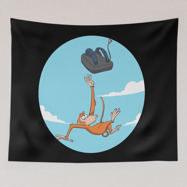 Item preview, Monkey skydiver catching parachute designed and sold by Monkey Ful.