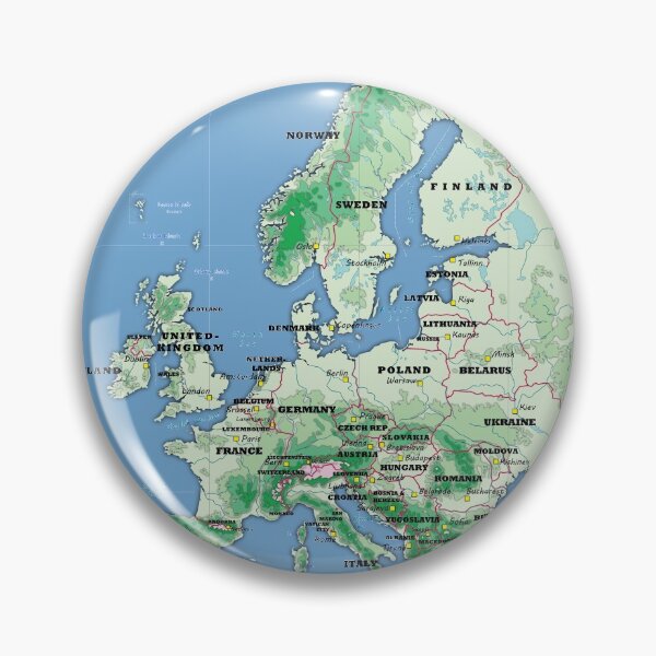 Item preview, detailed physical map of EUROPE topographic map of EUROPE with Country names, Capitals and Major Lakes and Rivers designed and sold by mashmosh.