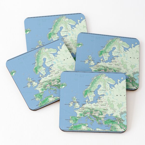 Item preview, detailed physical map of EUROPE topographic map of EUROPE with Country names, Capitals and Major Lakes and Rivers designed and sold by mashmosh.