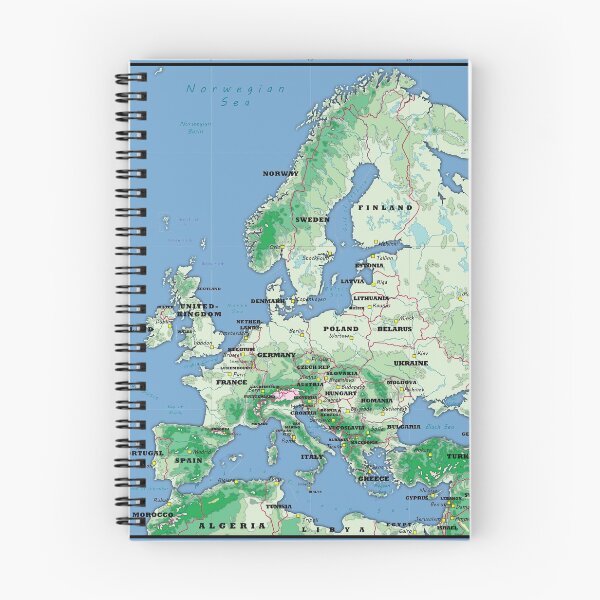 Item preview, detailed physical map of EUROPE topographic map of EUROPE with Country names, Capitals and Major Lakes and Rivers designed and sold by mashmosh.