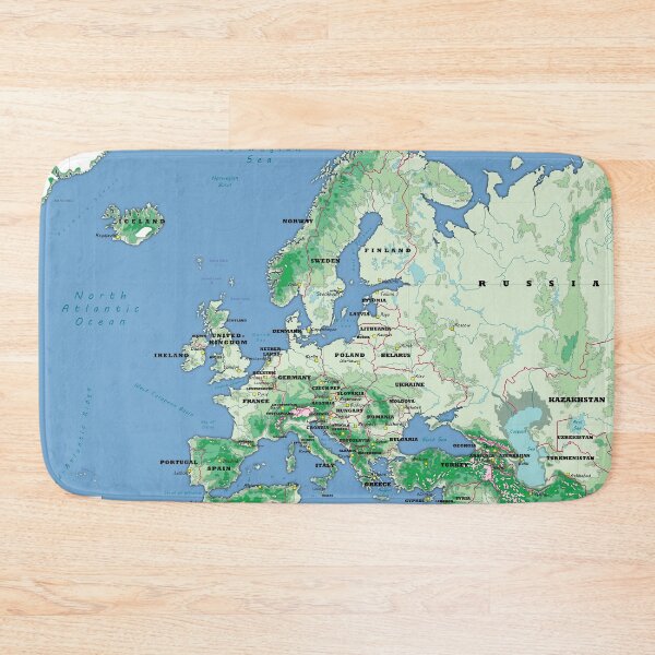 Item preview, detailed physical map of EUROPE topographic map of EUROPE with Country names, Capitals and Major Lakes and Rivers designed and sold by mashmosh.