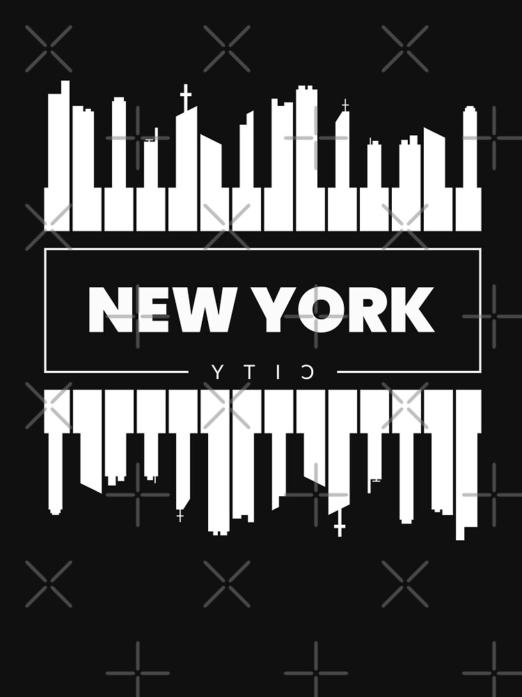 New York City Skyline and Text Black and White Illustration T-Shirt