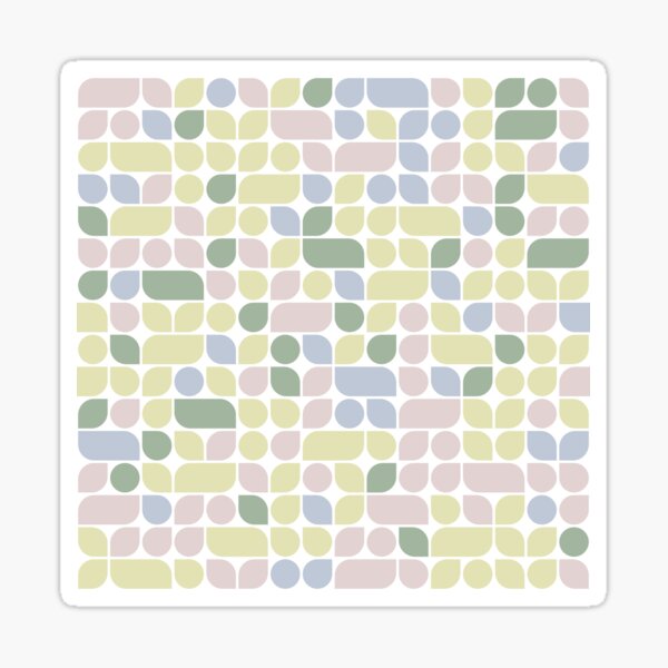 Repeated asymmetrical pattern in pastel color palette with geometric shapes Sticker