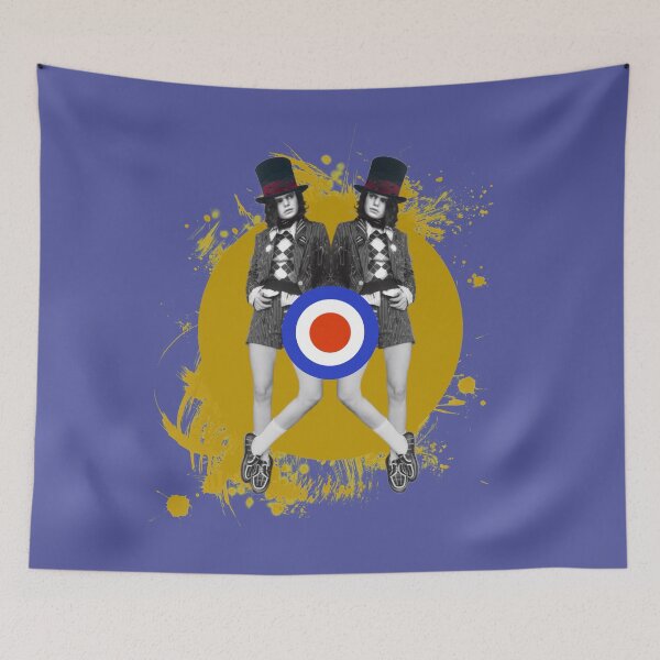 Item preview, Modern Sixties Twins in Top Hats and Shorts with Mod Target designed and sold by KALEIDOSCOPE UK.