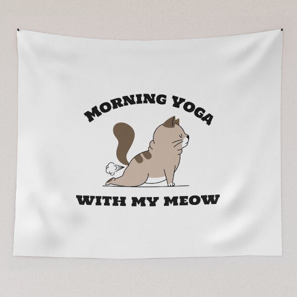 Item preview, Morning Yoga with my Meow - exhale designed and sold by Fit & Fun  Gallery.