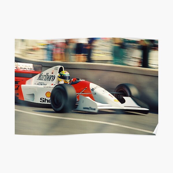 Ayrton Senna Monaco GP avec voiture McLaren Poster