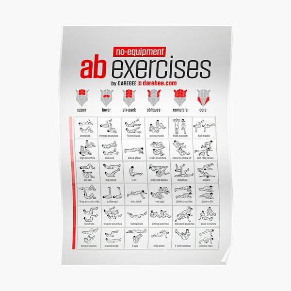 No Equipment Ab Exercises Workout Poster