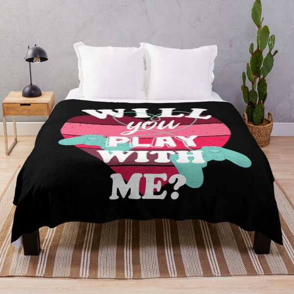 Item preview, Will You Play With Me? with video game controllers, pink heart shape and bold white text for Valentine's Day designed and sold by milkasweet.