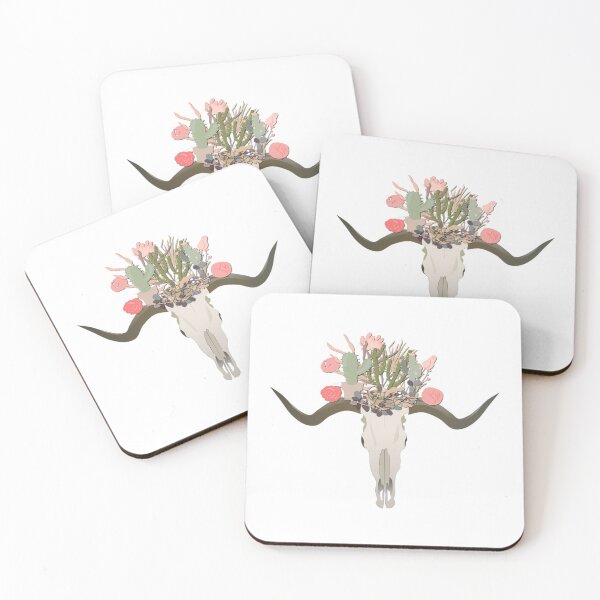 Item preview, Bull Skull With Cacti Crown - Hand Painted Watercolor designed and sold by Pavnud.