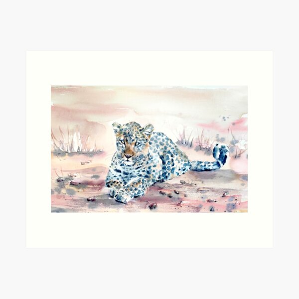 Item preview, SITTING LEOPARD - Watercolour wildlife painting, - African big cat - Leopard painting designed and sold by lyatee.