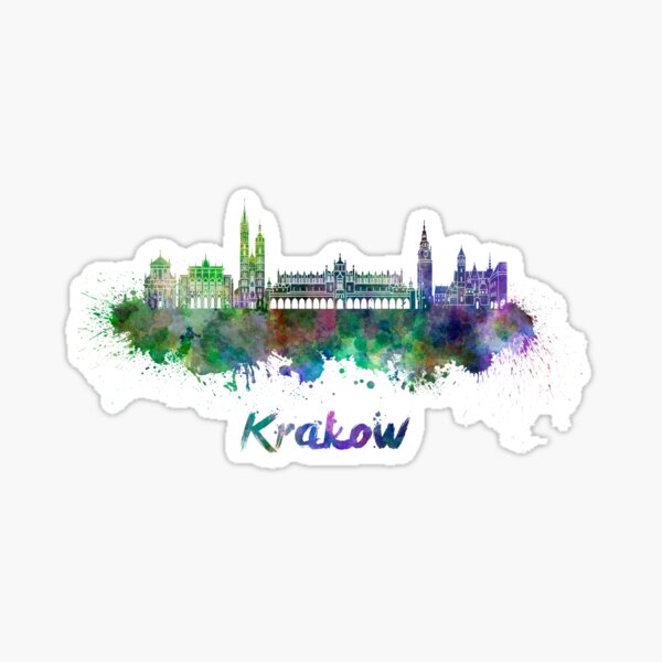 Krakow skyline in watercolor Sticker