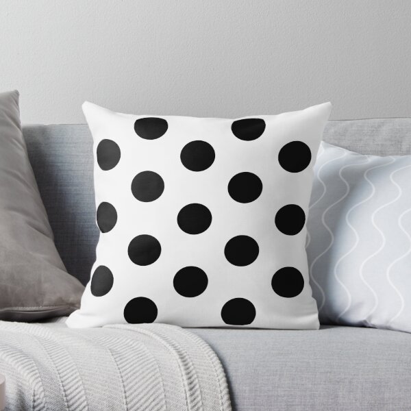 Large BLACK & WHITE POLKA DOTS Throw Pillow