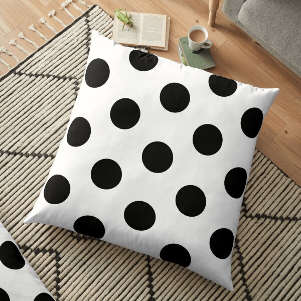 Large BLACK & WHITE POLKA DOTS Floor Pillow