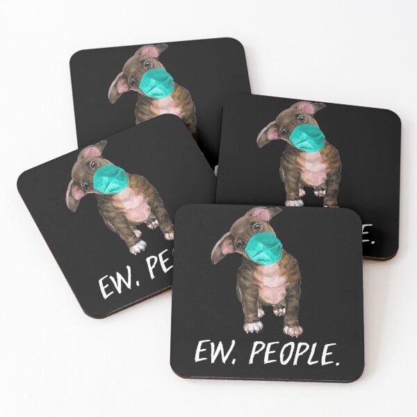 Item preview, PITBULL Ew People Dog Wearing Face Mask Dog designed and sold by EmilyPippin.