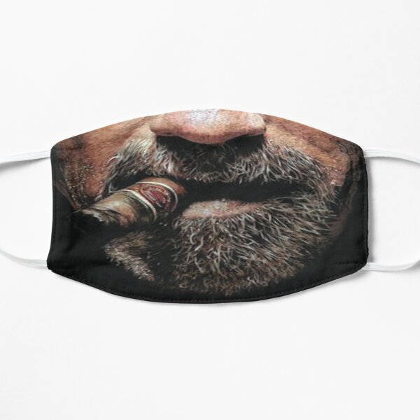 Old hunk man beard cigar face masks Flat Mask
