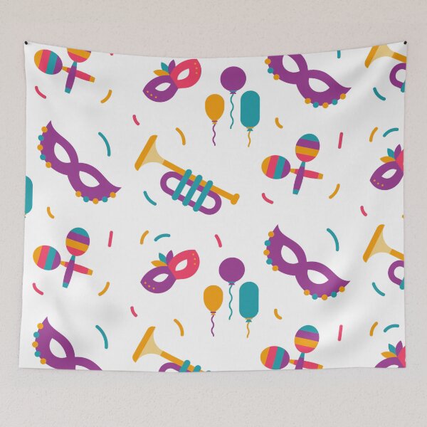 Item preview, Colorful Mardi Gras Pattern | Carnival Mask Trumpet Balloons designed and sold by MAS-S.