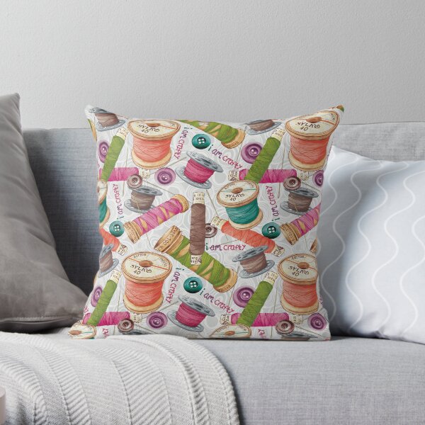 I Am Crafty Pattern Throw Pillow