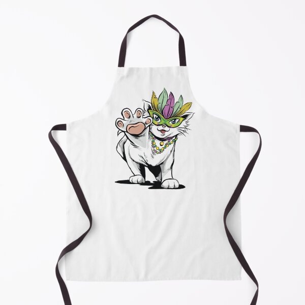 Item preview, Mardi Gras Cat | White Kitten w Mask and Beads | Festival designed and sold by MAS-S.