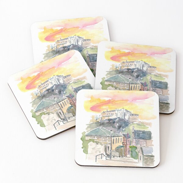 Artikelvorschau, Edinburgh Scotland Street Scene mit Schloss bei Sonnenuntergang entworfen und verkauft von artshop77.