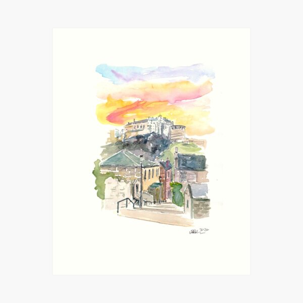 Item preview, Edinburgh Scotland Street Scene with Castle at Sunset designed and sold by artshop77.