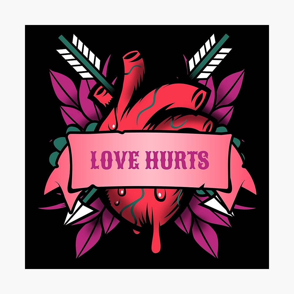 Love Hurts Tattoo Style Anatomic Heart With Arrows Love Hurts Tattoo Style Anatomic Heart With Arrows