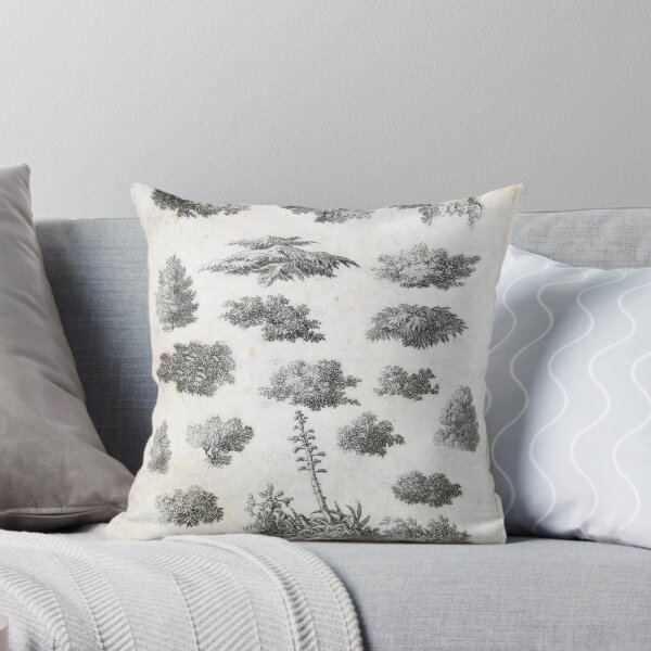 Vintage Foliage Studies Print Throw Pillow