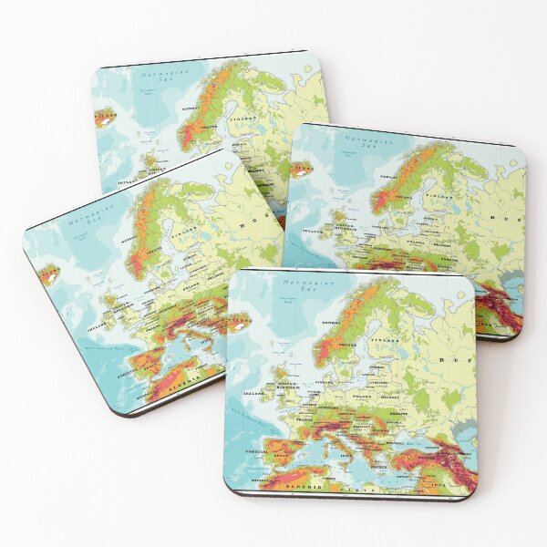 Item preview, physical map of EUROPE topographic map of EUROPE with Country names, Capitals and Major Lakes and Rivers designed and sold by mashmosh.