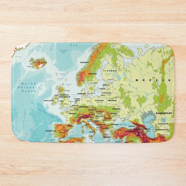 Item preview, physical map of EUROPE topographic map of EUROPE with Country names, Capitals and Major Lakes and Rivers designed and sold by mashmosh.