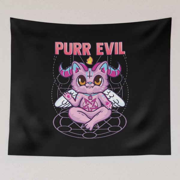Item preview, Cute & Funny Purr Evil Cat Satanic Goth Kitty Pun designed and sold by perfectpresents.