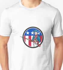 American Revolutionary Soldier USA Flag Circle Cartoon Unisex T-Shirt