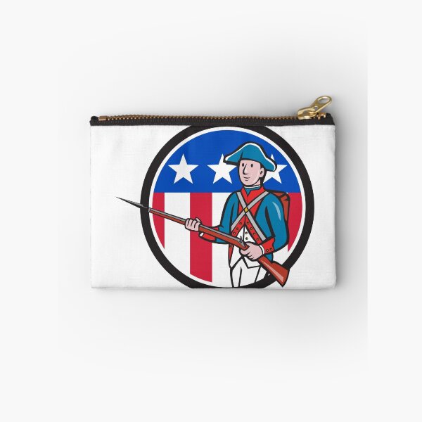 Item preview, American Revolutionary Soldier USA Flag Circle Cartoon designed and sold by patrimonio.