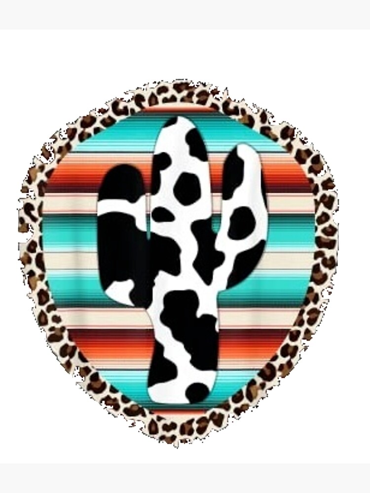 Funny Serape cow print Cactus Leopard print Turquoise T-Shirt