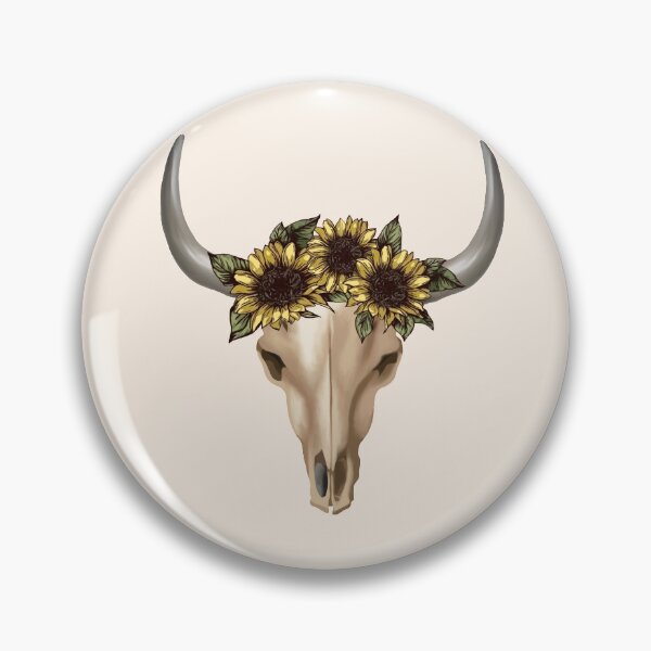 Item preview, Cow Skull and Crown leaves and sunflowers designed and sold by Collagedream.