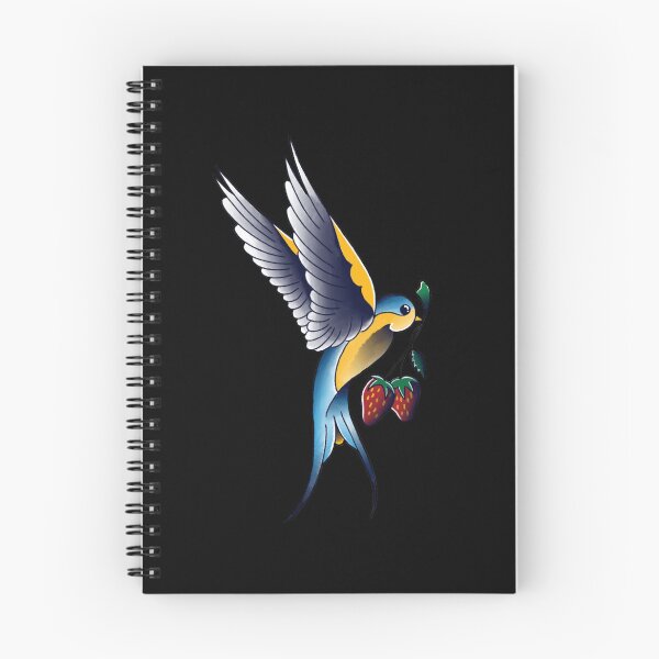 Item preview, Swallow and strawberries tattoo design designed and sold by LPdesigns2020.