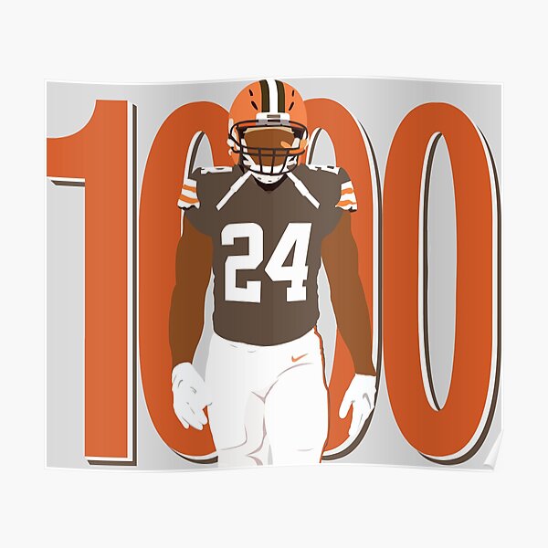 Nick Chubb football Paper Poster Browns 5 - Nick Chubb - Posters