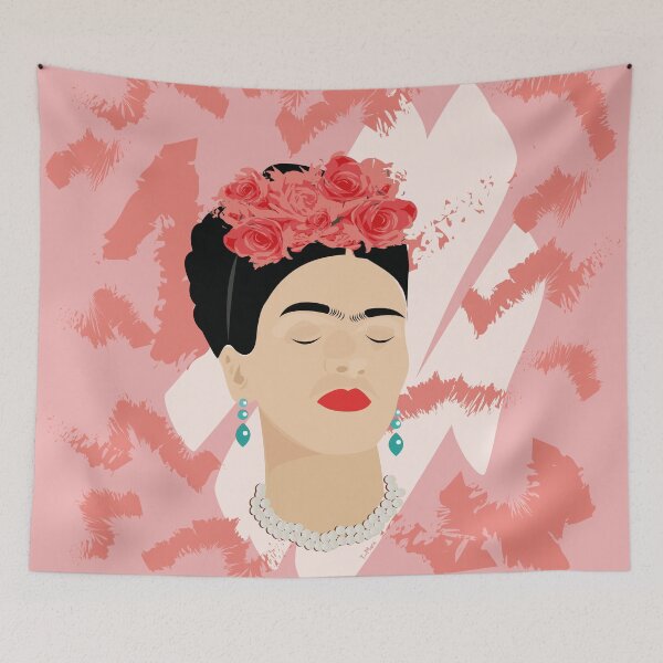 Item preview, Frida Kahlo modern portrait famous mexican painter red roses headpiece decoration designed and sold by T-Mex.