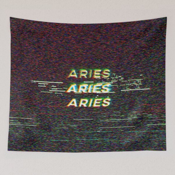 Item preview, Futuristic Aries Zodiac Sign Text with a Glitch & Noise designed and sold by Cefani Musk.