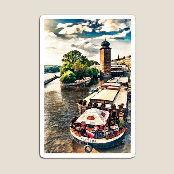 Item preview, Prague Vltava river cruise watercolor designed and sold by JBJart.