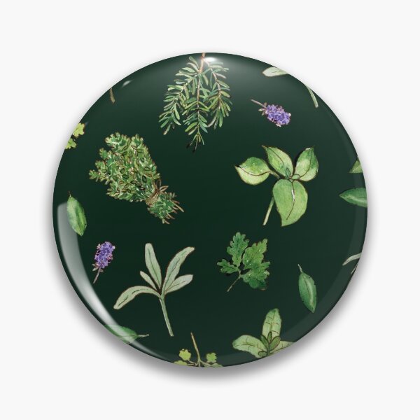 Item preview, Herbs watercolor pattern on dark green designed and sold by AnjeseAnna.