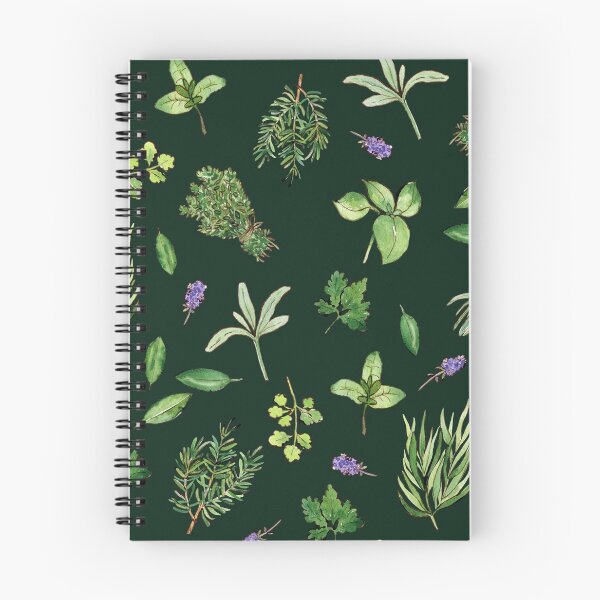 Item preview, Herbs watercolor pattern on dark green designed and sold by AnjeseAnna.