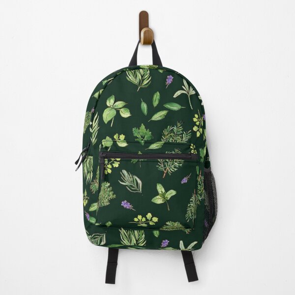 Item preview, Herbs watercolor pattern on dark green designed and sold by AnjeseAnna.
