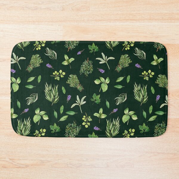 Item preview, Herbs watercolor pattern on dark green designed and sold by AnjeseAnna.