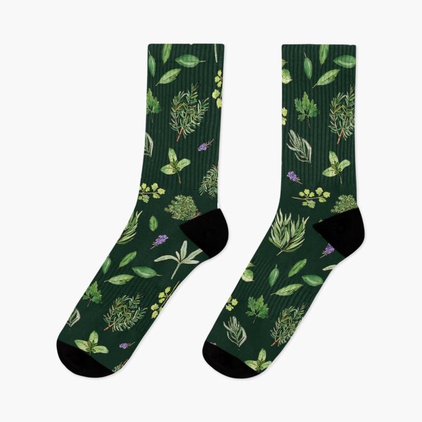 Item preview, Herbs watercolor pattern on dark green designed and sold by AnjeseAnna.