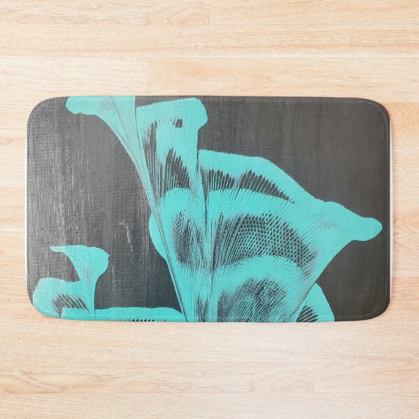 Item preview, Teal chain pulled flowers on black background. designed and sold by Kim-Pratt.
